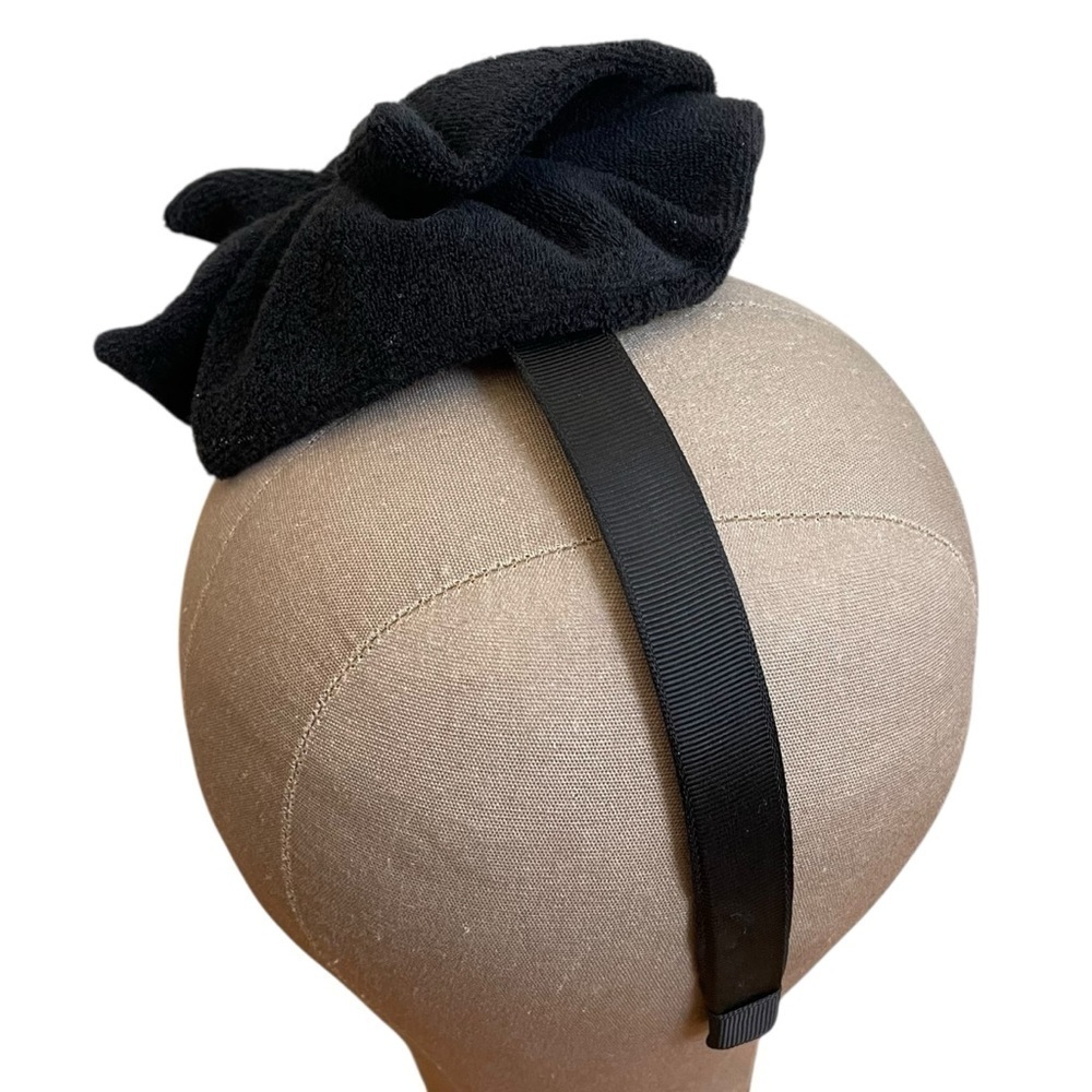 4/$25 Black Terry Cloth Towelling Bow Headband - Picture 8 of 9